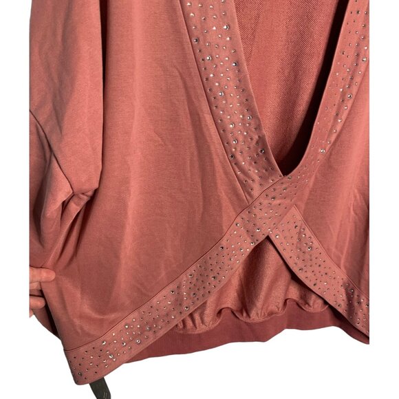 SHEIN SXY Mauve Pink Pullover Open Twist-Back Rhinestone Sweatshirt NWT Size 2XL - Picture 9 of 9
